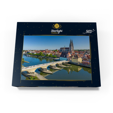 Stone Bridge over the Danube with the Old Town and Regensburg Cathedral of St. Peter 500 Jigsaw Puzzle box view1