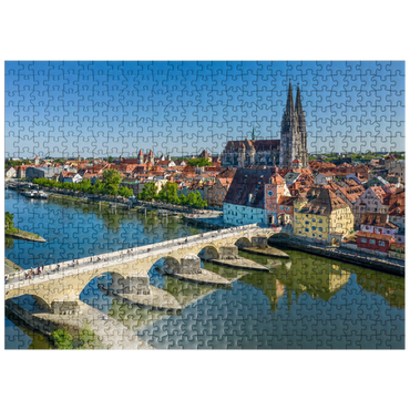 puzzleplate Stone Bridge over the Danube with the Old Town and Regensburg Cathedral of St. Peter 500 Jigsaw Puzzle
