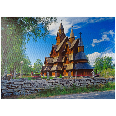 puzzleplate Stave church in Heddal, district of Notodden 1000 Jigsaw Puzzle