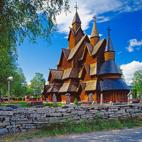Stave church in Heddal, district of Notodden 1000 Jigsaw Puzzle 3D Modell