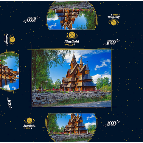 Stave church in Heddal, district of Notodden 1000 Jigsaw Puzzle box 3D Modell