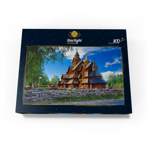 Stave church in Heddal, district of Notodden 100 Jigsaw Puzzle box view1
