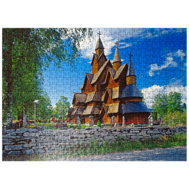 puzzleplate Stave church in Heddal, district of Notodden 500 Jigsaw Puzzle