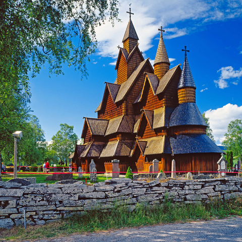 Stave church in Heddal, district of Notodden 500 Jigsaw Puzzle 3D Modell