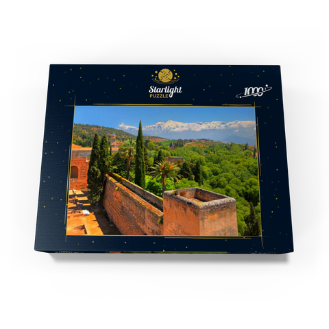 View from the Alcazaba of the Alhambra to the Sierra Nevada, Granada, Andalusia, Spain 1000 Jigsaw Puzzle box view1
