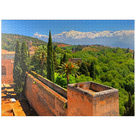 puzzleplate View from the Alcazaba of the Alhambra to the Sierra Nevada, Granada, Andalusia, Spain 1000 Jigsaw Puzzle