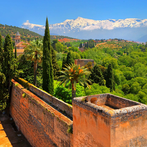View from the Alcazaba of the Alhambra to the Sierra Nevada, Granada, Andalusia, Spain 1000 Jigsaw Puzzle 3D Modell