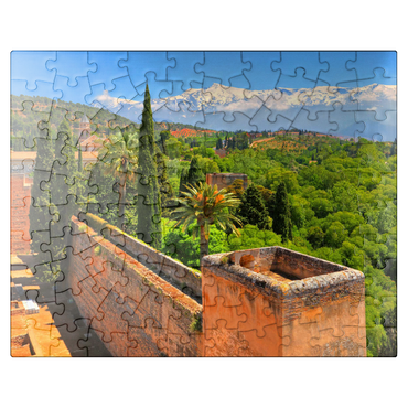 puzzleplate View from the Alcazaba of the Alhambra to the Sierra Nevada, Granada, Andalusia, Spain 100 Jigsaw Puzzle