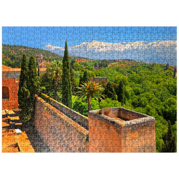 puzzleplate View from the Alcazaba of the Alhambra to the Sierra Nevada, Granada, Andalusia, Spain 500 Jigsaw Puzzle
