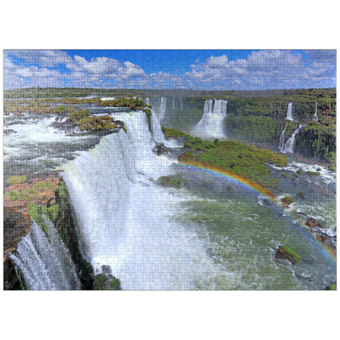 puzzleplate Iguazú waterfalls with rainbow, Paraná, Brazil 1000 Jigsaw Puzzle