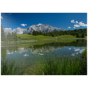 puzzleplate Wildensee against Karwendel Mountains (2385m), Mittenwald, Upper Bavaria 1000 Jigsaw Puzzle