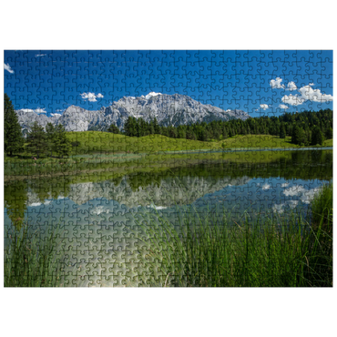 puzzleplate Wildensee against Karwendel Mountains (2385m), Mittenwald, Upper Bavaria 500 Jigsaw Puzzle