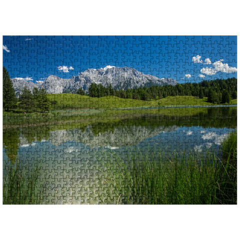 puzzleplate Wildensee against Karwendel Mountains (2385m), Mittenwald, Upper Bavaria 500 Jigsaw Puzzle