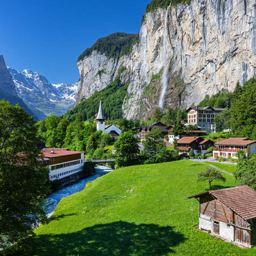Place Lauterbrunnen with the Staubbach Falls 100 Jigsaw Puzzle 3D Modell
