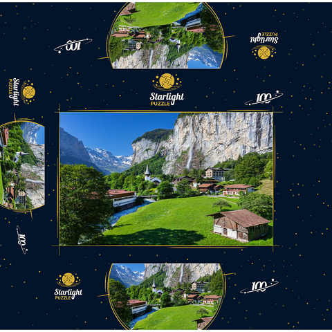 Place Lauterbrunnen with the Staubbach Falls 100 Jigsaw Puzzle box 3D Modell