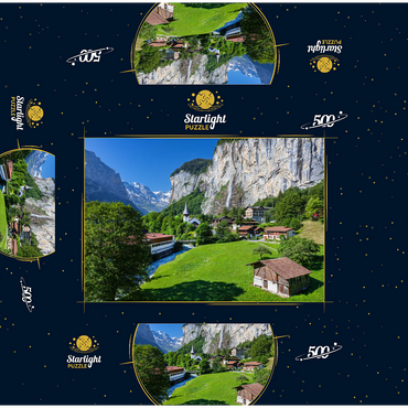 Place Lauterbrunnen with the Staubbach Falls 500 Jigsaw Puzzle box 3D Modell