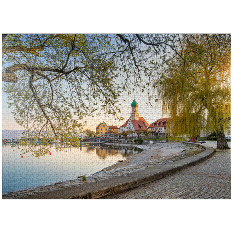 puzzleplate Peninsula Wasserburg with church St. George and castle in the evening light 1000 Jigsaw Puzzle