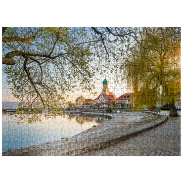 puzzleplate Peninsula Wasserburg with church St. George and castle in the evening light 500 Jigsaw Puzzle