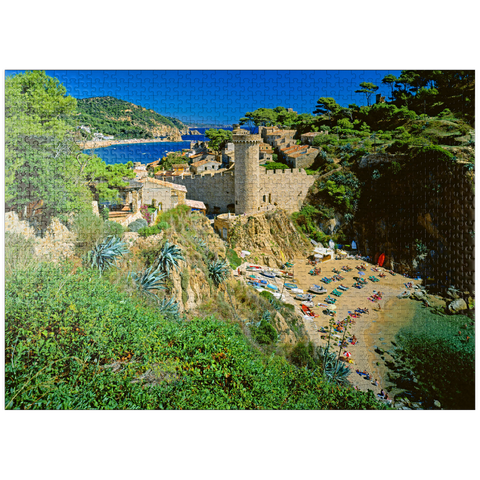puzzleplate View over the old town Vila Vella and beach Es Codolar, Tossa de Mar, Spain 1000 Jigsaw Puzzle