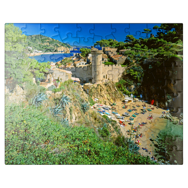 puzzleplate View over the old town Vila Vella and beach Es Codolar, Tossa de Mar, Spain 100 Jigsaw Puzzle