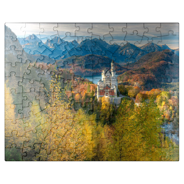 puzzleplate Neuschwanstein Castle and Hohenschwangau Castle with Alpsee and Tannheimer Mountains 100 Jigsaw Puzzle