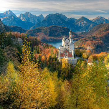 Neuschwanstein Castle and Hohenschwangau Castle with Alpsee and Tannheimer Mountains 100 Jigsaw Puzzle 3D Modell