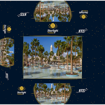 Fountain with palm trees on Princess Haya Circle, Aqaba, Gulf of Aqaba, Jordan 1000 Jigsaw Puzzle box 3D Modell