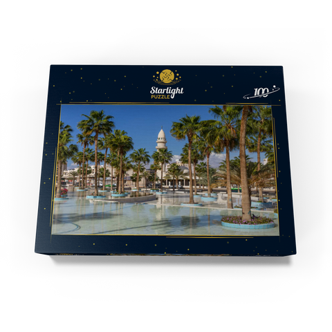 Fountain with palm trees on Princess Haya Circle, Aqaba, Gulf of Aqaba, Jordan 100 Jigsaw Puzzle box view1