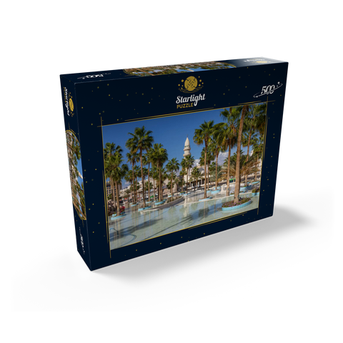 Fountain with palm trees on Princess Haya Circle, Aqaba, Gulf of Aqaba, Jordan 500 Jigsaw Puzzle box view1