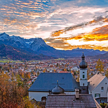 pilgrimage church St. Anton against Wetterstein mountains with Zugspitze (2962m) 1000 Jigsaw Puzzle 3D Modell