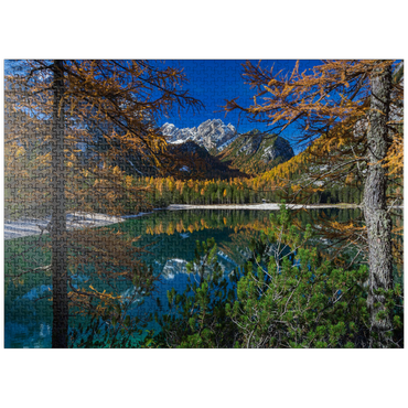 puzzleplate Braies Lake in the Fanes-Sennes-Braies Nature Park, Dolomites, Province of Bolzano, Trentino-Alto Adige 1000 Jigsaw Puzzle