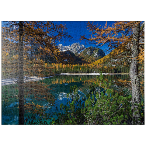 puzzleplate Braies Lake in the Fanes-Sennes-Braies Nature Park, Dolomites, Province of Bolzano, Trentino-Alto Adige 1000 Jigsaw Puzzle