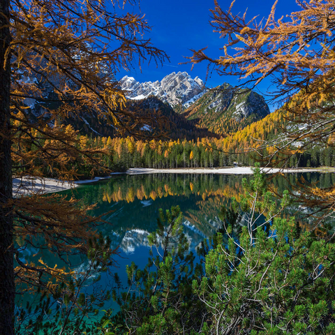 Braies Lake in the Fanes-Sennes-Braies Nature Park, Dolomites, Province of Bolzano, Trentino-Alto Adige 1000 Jigsaw Puzzle 3D Modell