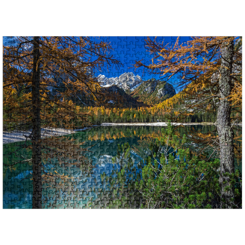 puzzleplate Braies Lake in the Fanes-Sennes-Braies Nature Park, Dolomites, Province of Bolzano, Trentino-Alto Adige 500 Jigsaw Puzzle