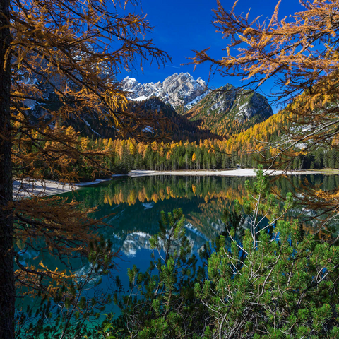 Braies Lake in the Fanes-Sennes-Braies Nature Park, Dolomites, Province of Bolzano, Trentino-Alto Adige 500 Jigsaw Puzzle 3D Modell