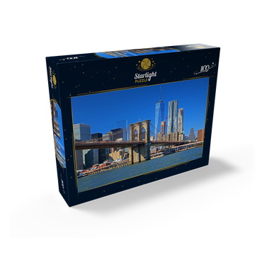View to Brooklyn Bridge with One World Trade Center, Manhattan, New York City, USA 100 Jigsaw Puzzle box view1