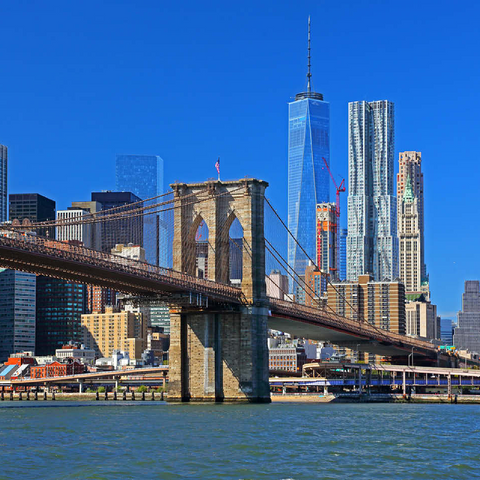 View to Brooklyn Bridge with One World Trade Center, Manhattan, New York City, USA 100 Jigsaw Puzzle 3D Modell