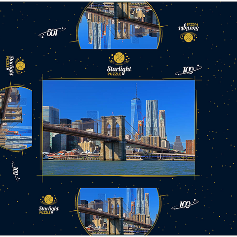View to Brooklyn Bridge with One World Trade Center, Manhattan, New York City, USA 100 Jigsaw Puzzle box 3D Modell