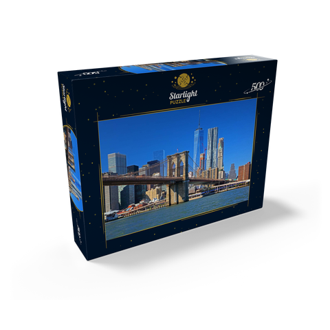 View to Brooklyn Bridge with One World Trade Center, Manhattan, New York City, USA 500 Jigsaw Puzzle box view1