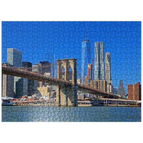 puzzleplate View to Brooklyn Bridge with One World Trade Center, Manhattan, New York City, USA 500 Jigsaw Puzzle