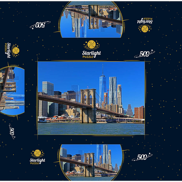 View to Brooklyn Bridge with One World Trade Center, Manhattan, New York City, USA 500 Jigsaw Puzzle box 3D Modell