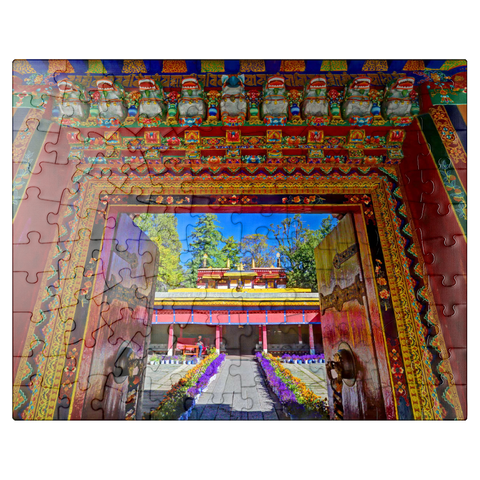 puzzleplate Ornate entrance gate to the park of the Dalai Lama's summer residence, Norbulingka, Lhasa, Tibet. 100 Jigsaw Puzzle