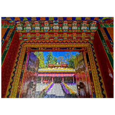 puzzleplate Ornate entrance gate to the park of the Dalai Lama's summer residence, Norbulingka, Lhasa, Tibet. 500 Jigsaw Puzzle