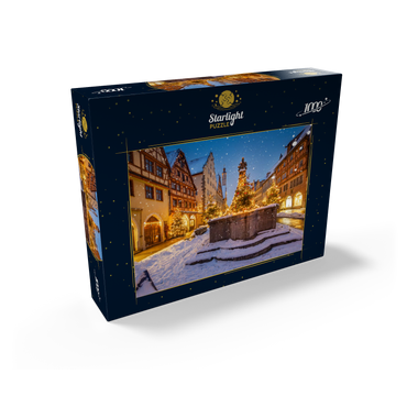 Christmas decorated fountain in the Herrngasse, Rothenburg ob der Tauber 1000 Jigsaw Puzzle box view1