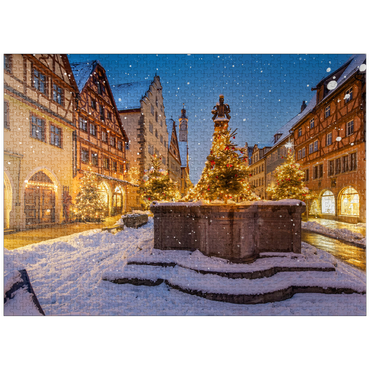 puzzleplate Christmas decorated fountain in the Herrngasse, Rothenburg ob der Tauber 1000 Jigsaw Puzzle