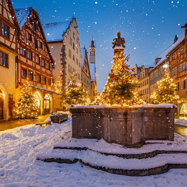 Christmas decorated fountain in the Herrngasse, Rothenburg ob der Tauber 1000 Jigsaw Puzzle 3D Modell