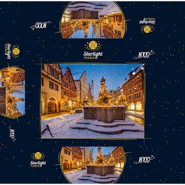 Christmas decorated fountain in the Herrngasse, Rothenburg ob der Tauber 1000 Jigsaw Puzzle box 3D Modell