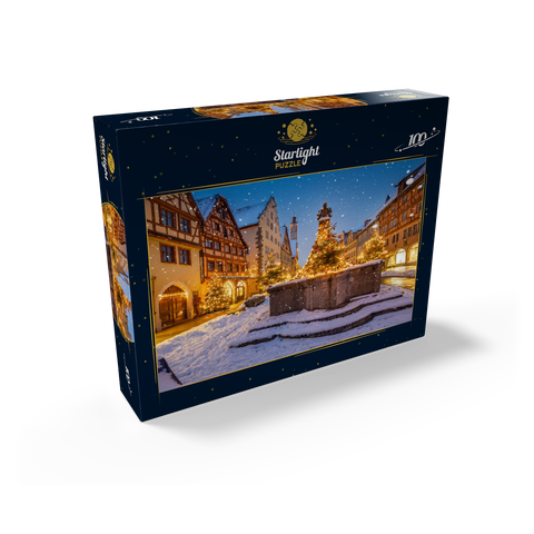 Christmas decorated fountain in the Herrngasse, Rothenburg ob der Tauber 100 Jigsaw Puzzle box view1