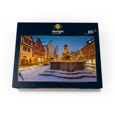 Christmas decorated fountain in the Herrngasse, Rothenburg ob der Tauber 100 Jigsaw Puzzle box view1