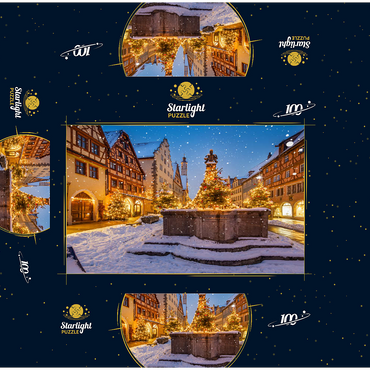 Christmas decorated fountain in the Herrngasse, Rothenburg ob der Tauber 100 Jigsaw Puzzle box 3D Modell